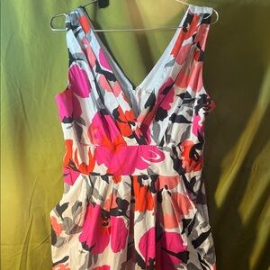 Corey P Pink And White Floral Sleeveless Dress